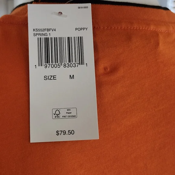 Michael Kors Bold And Vibrant Orange Embossed Short Sleeve T-Shirt In Unisex Med - Picture 3 of 12